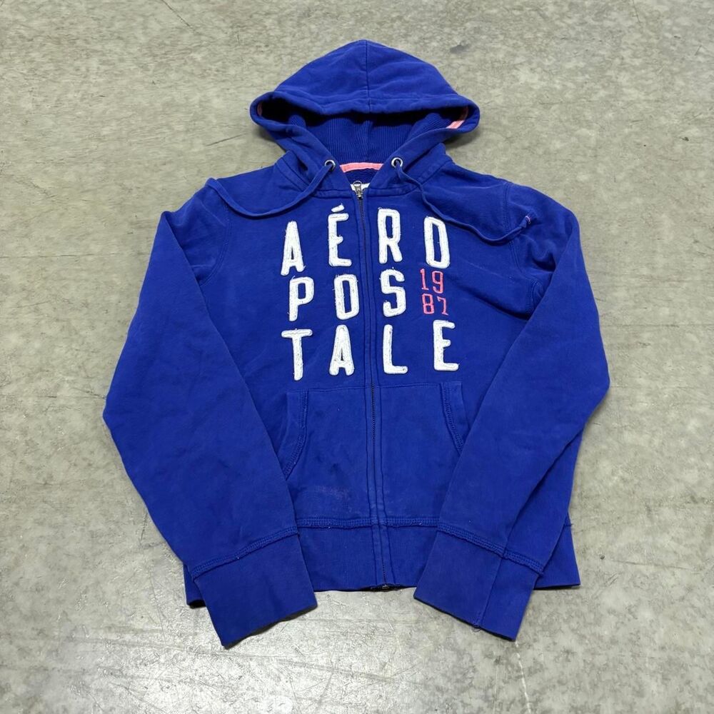 Aeropostale Women's Blue and Navy Hoodie